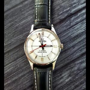 Rare Roamer Brevete Swiss Mens Mechanical Watch Slv‎ Wht Blk